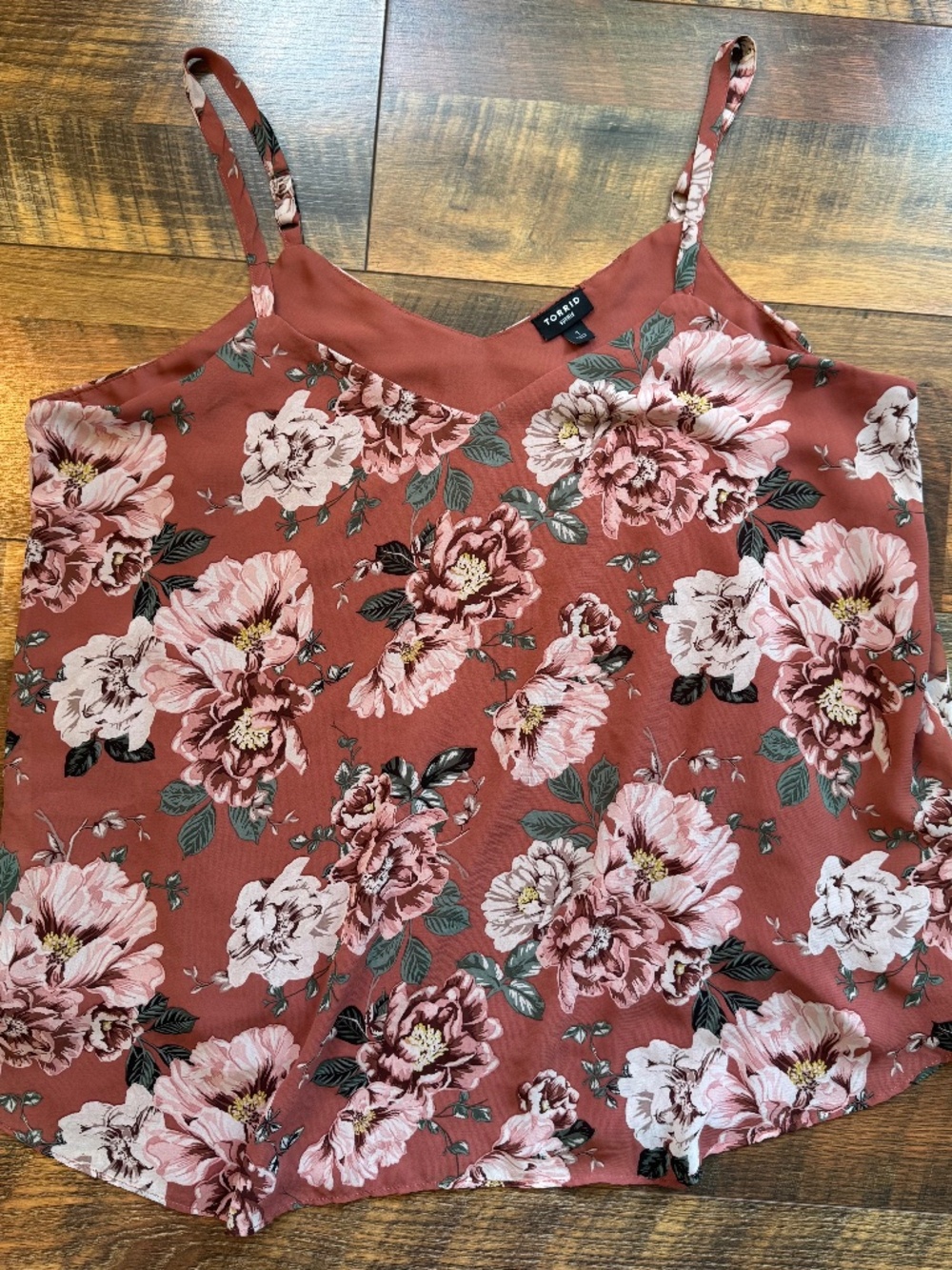 Torrid size 1 floral chiffon swing tank - Dusty rose/clay